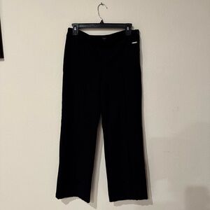 T Tahari Flat Front Pants Solid Stretch Ponte Wide Leg Office Black Women’s 10